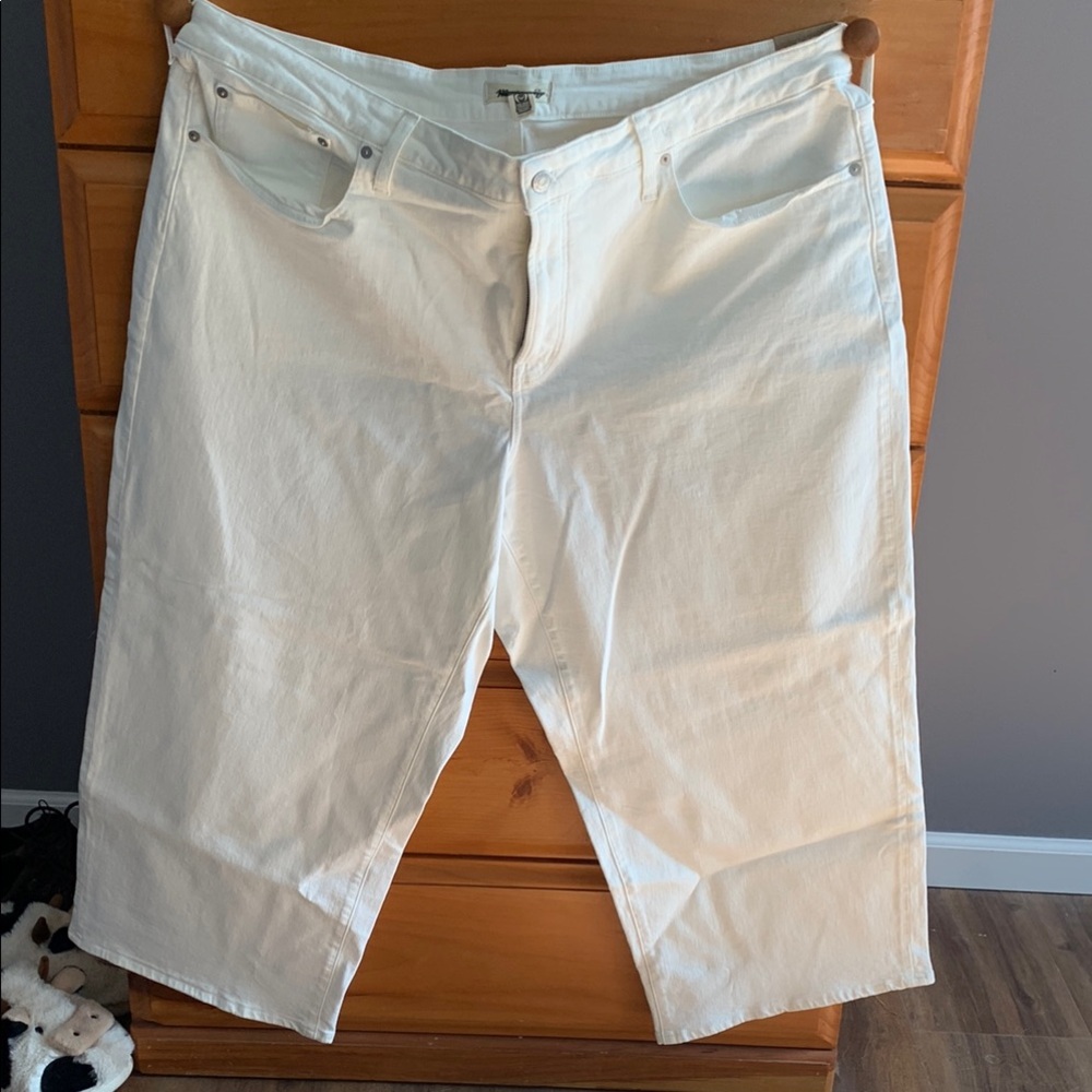 Madewell white wide leg crop jean